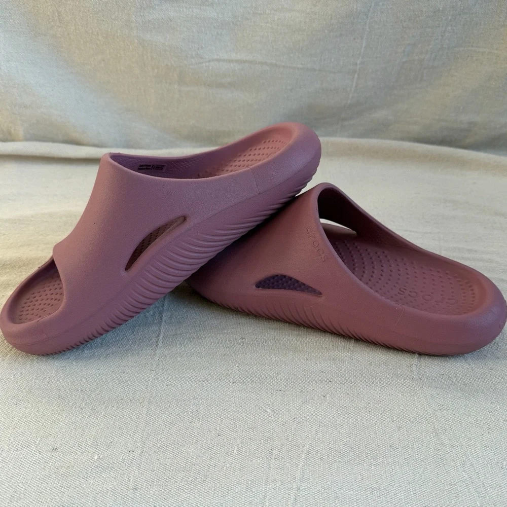 Crocs Mellow Recovery Slides Mauve Mist Pink Women's 7 Men's 5 Comfort Sandals - Picture 2 of 11
